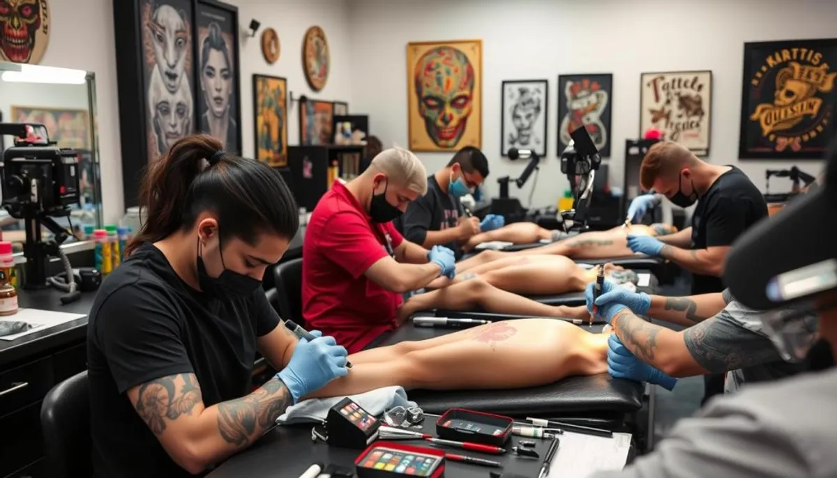 cours de tatouage sur support synthétique
